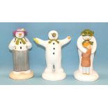 Three Coalport Snowman characters: 'The Hug', 'The Wrong Nose', 'Dressing Up', all with boxes, (3).