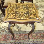 A 20th century shaped rectangular occasional table, the top painted to simulate parquetry, 54cm,