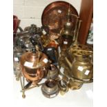 Various plated ware, copper, brass and other metal ware.