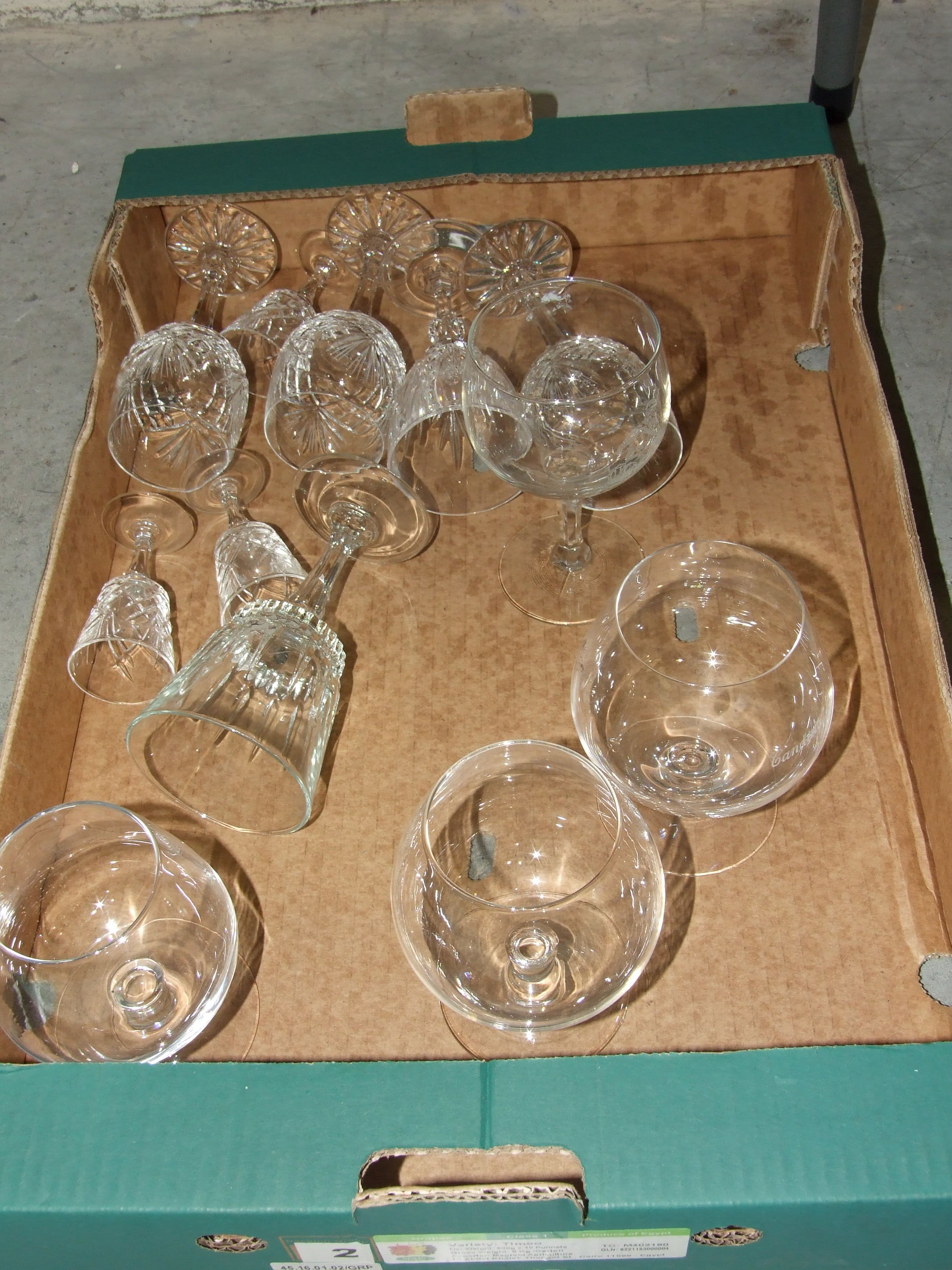 Eight Waterford crystal 'Tramore' hock glasses in two boxes and other glassware. - Image 2 of 2