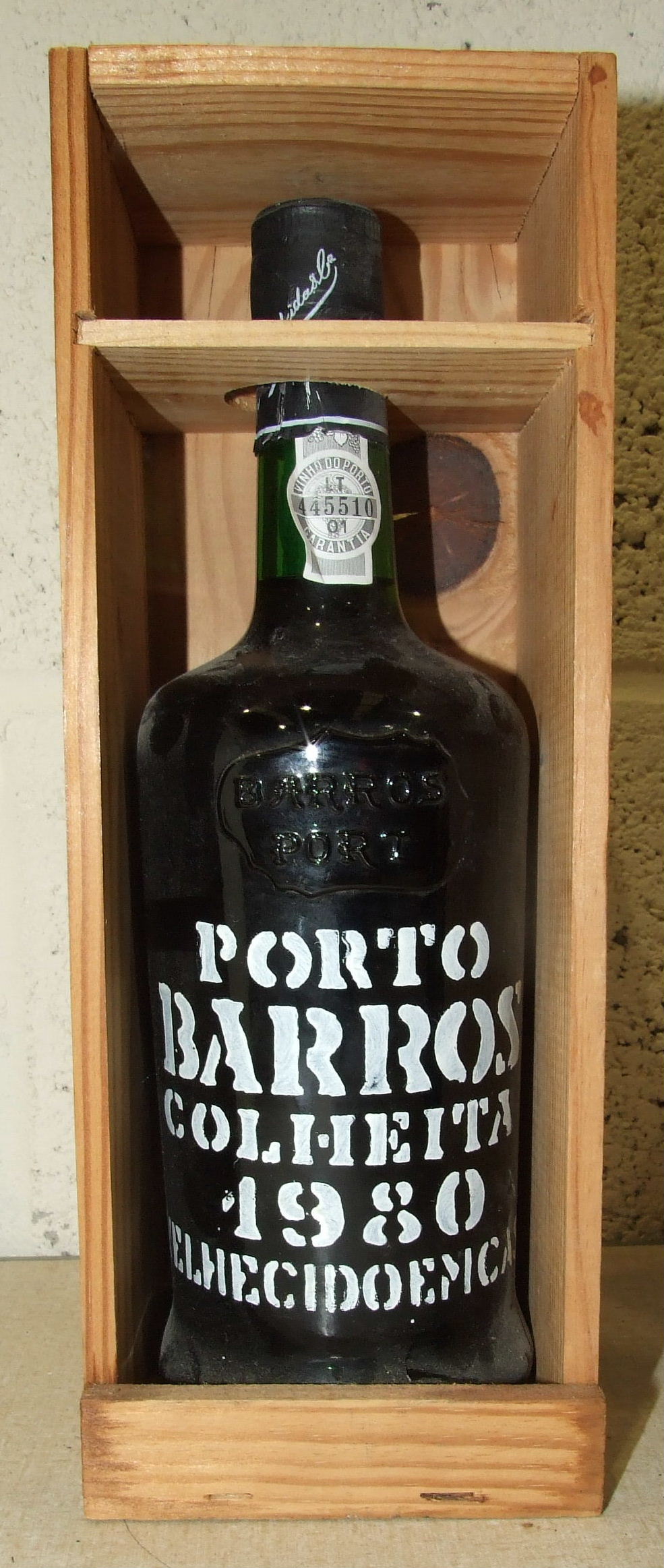 Barros Colheita 1980, one bottle in wood box, (stencil and capsule intact), (1).