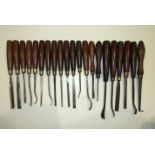 A collection of Marples, Herring Bros and other mortice chisels, gouges and carving tools with