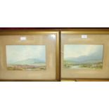 M Dowson, 'Moorland Scene', signed watercolour, 19 x 29cm and a companion, a pair, C M Rowe, a