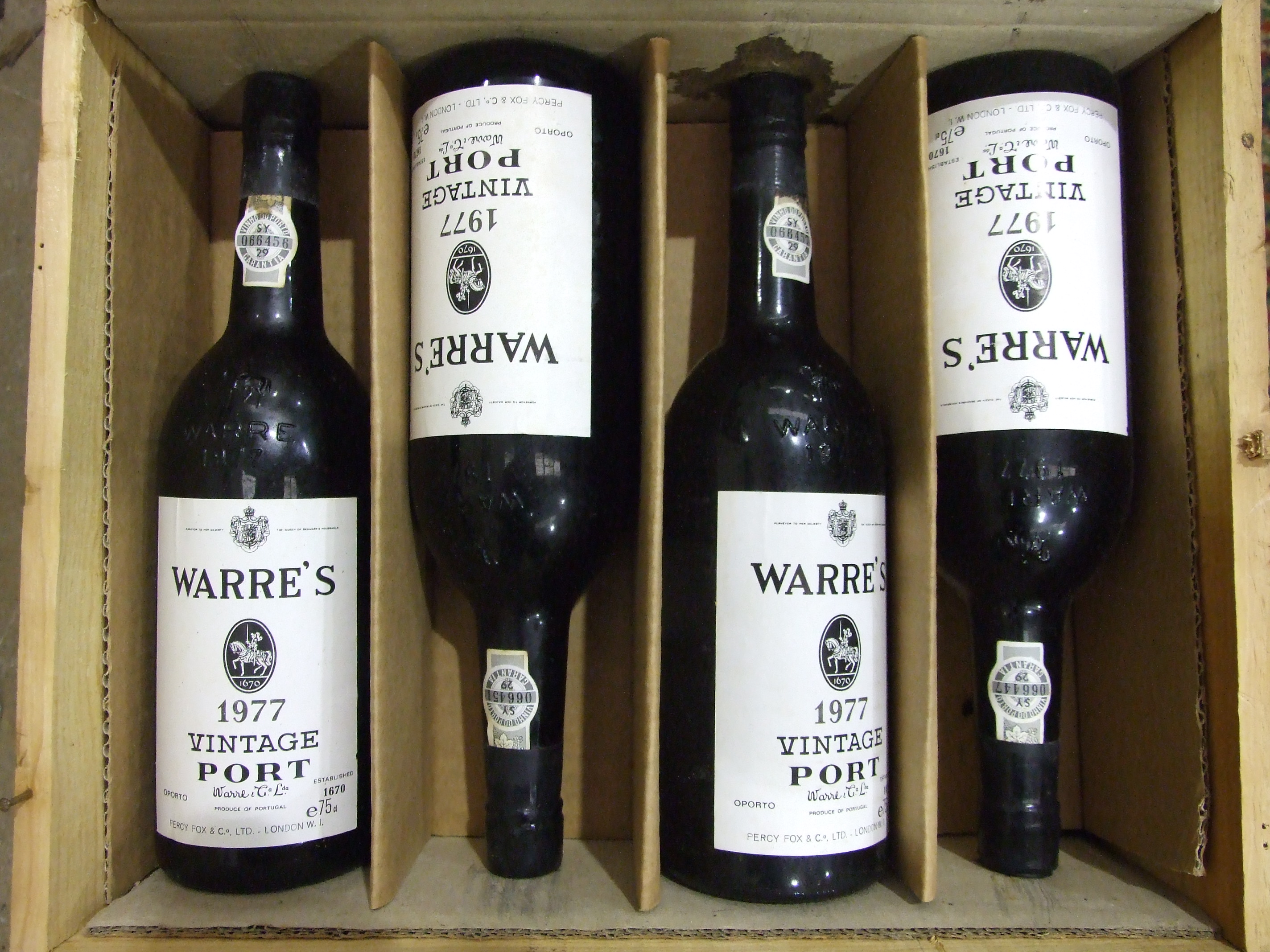 Warre's, 1977 twelve bottles, owc, (five bottles show slight seepage), (12).