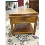 A 20th century Hong Kong hardwood low square-top occasional table fitted with a drawer and