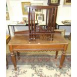 An Edwardian oak hall table, the rectangular top above an end drawer, on octagonal shaped legs,
