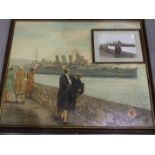 Alcorn H**** HMS Devonshire, Plymouth, 1946 indistinctly signed and titled, oil on board, 60 x 76cm,