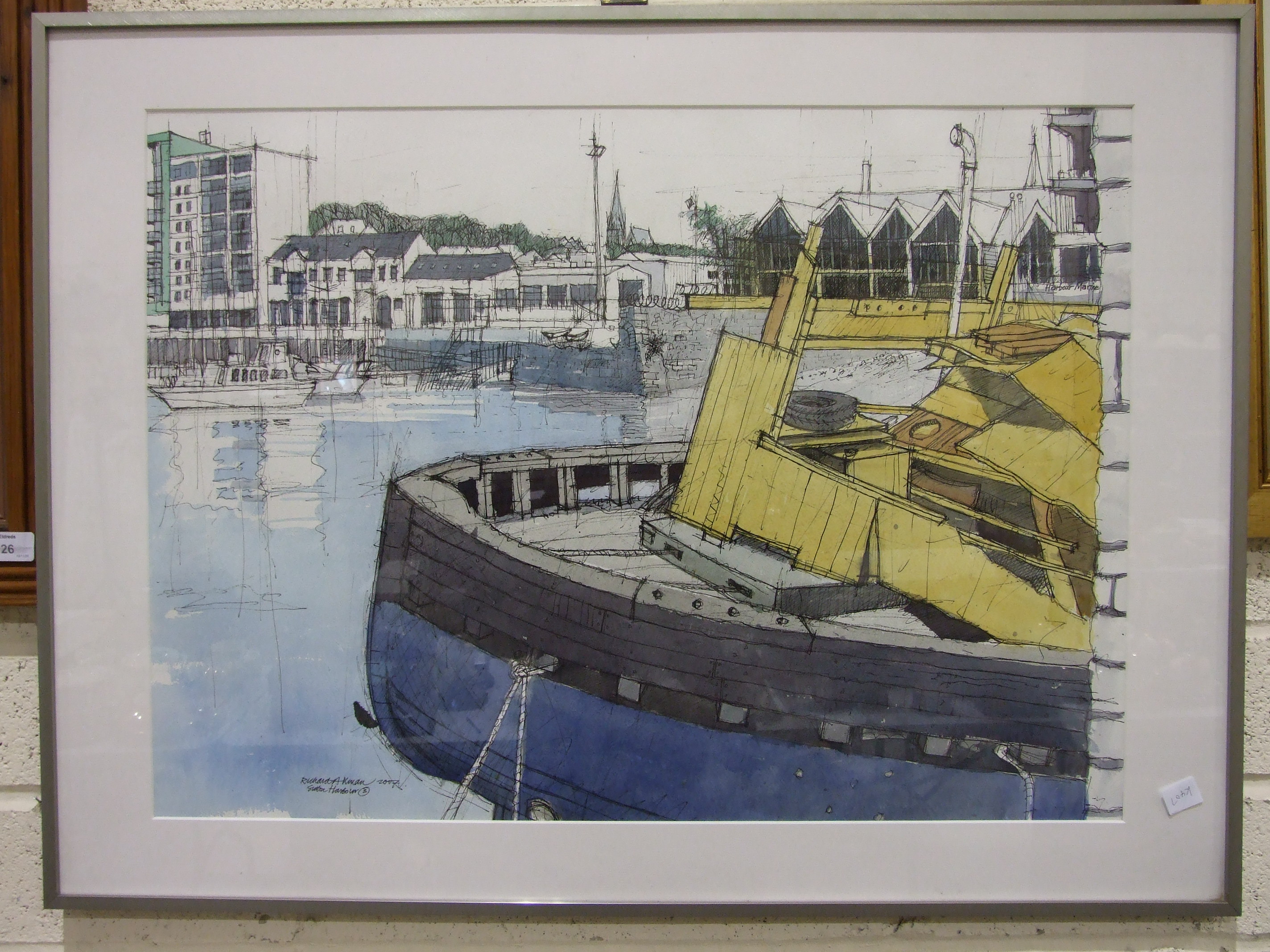 Richard Allman, 'Sutton Harbour from the China House (3)', signed and titled pen and wash dated - Image 2 of 2