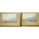 M Dowson, 'Moorland Scene', signed watercolour, 19 x 29cm and a companion, a pair, C M Rowe, a