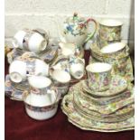 A collection of Grimwades Royal Winton 'Summertime'-decorated tea ware, comprising six cups, five