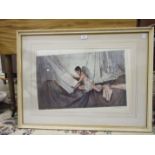 After Sir William Russell Flint, 'The New Model', a framed coloured print, signed in pencil within