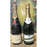 A bottle of Moët et Chandon Brut Imperial Champagne, 75cl, 12% and a bottle of Veuve Hennerick