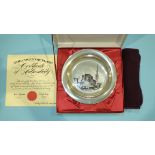 A John Pinches Ltd sterling silver plate, The Coventry Plate, 20cm diameter, 345/1500, approx 6.5oz,