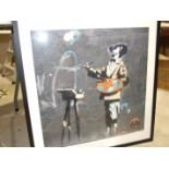 After Banksy, 'Banksy in Victoria Park, Framed', a coloured print, a coloured print titled '