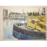 Richard Allman, 'Sutton Harbour from the China House (3)', signed and titled pen and wash dated