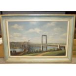 Collins, 'View of the Royal Albert Bridge and Tamar Bridge', signed oil on board, 44 x 74cm.