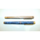 A Sheaffer Targa Blue Ronce fountain pen, with 14k nib and another Sheaffer Targa fountain pen, (