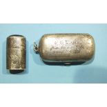 A silver sovereign and half-sovereign case, Birmingham 1907 and a small silver pill box, (2).