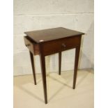 A 19th century small mahogany centre table with a frieze drawer and three fake drawers, on square