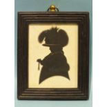 Mrs Broadhead of Portland Place. A late 18th century painted silhouette of a lady in a large