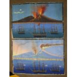 Neapolitan Naïve School ENGLISH WARSHIPS IN THE BAY OF NAPLES WITH VESUVIUS ERUPTING Unsigned
