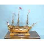 A contemporary-built wood model of HMS Victory, well-constructed with full rigging and deck details,