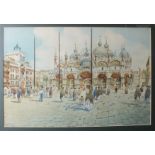 A Ferretti ST MARKS SQUARE, VENICE Signed watercolour, 31 x 45cm and a companion, a pair, (2).