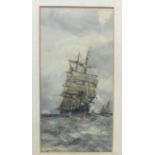 William Cannon (Fl. 1860-1901) SAILING SHIPS IN FULL SAIL Signed watercolour, 29 x 14cm and a