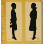 Hubert Leslie, six cut silhouettes: two full lengths, Gertrude Lawrence and Anita Loos, and four