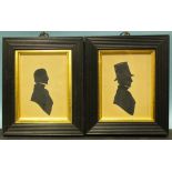 William James Hubard (?1809-1862)T Bromhead Butt, a pair of cut silhouettes, with and without a