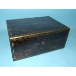 A Victorian Lunds of London coromandel jewellery case, the blue-lined interior with two removable