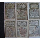 Owen Bowen, a collection of six hand-coloured road maps, including Tinmouth to Carlisle, London to