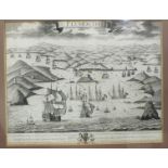 An 18th century engraving, "A Prospect of Plymouth and Ye Sound as Seen Between Ye Ramhead and