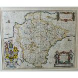 Jansson (Jan), "Devonia Descriptio, The Description of Devonshire", 1644 or later, hand-coloured