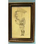 Amies Milner, a military caricature Col Gethins (?) DSO, pencil with uniform and cap outlined in