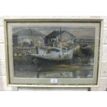 •Leslie F Belton (1912-1992) OLD HULK, BRADING HAVEN Signed and titled pastel, 29 x 47cm, another