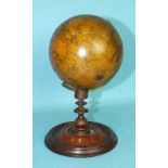 A 19th century Newton's terrestrial table globe, the 5½'' sphere applied with twelve gores,