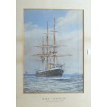 Capt. Nowell-Salmon VC (?) HMS DEFENCE WITH A VESSEL FOLLOWING Indistinctly signed watercolour,