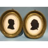 John Miers, "Mr Day" and "Mrs Day", a pair of silhouette portraits painted on plaster, 9 x 7cm,