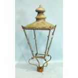A Victorian copper street lamp hood by Foster & Pullen, Bradford, on cast iron bracket with glass