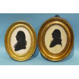 Francis Torond, John and Arthur Shakespeare, two late 18th century painted oval silhouette portraits