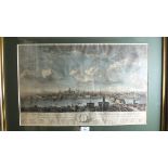 A hand-coloured engraving after Thos. Wood, 'South View of the City and Part of Southwark in