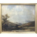 W T Norman LANDSCAPE WITH RIVER Signed 19th century oil on panel, 23 x 29cm.