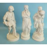 A 19th century Copeland parian ware figure of Paul, standing holding in one hand a hat containing