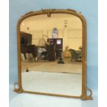 A Victorian gilt gesso over-mantel mirror with rope-twist frame, 107cm x 133cm high, the gesso