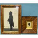 A small early 19th century painted silhouette inscribed Daddy Dyer, Comedian, Exeter, 7 x 7cm within