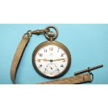 A General Service Trade Pattern (GSTP) military-issue Omega keyless pocket watch with nickel case,