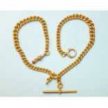 A 9ct yellow gold graduated curb-link Albert watch chain, 37.5cm long, 46.4g.