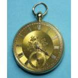 William Gray, an 18ct gold-cased open-face key-wind pocket watch, the gilt dial with gold Roman