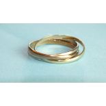 A 9ct tri-colour gold Russian wedding ring, size U, 2.9g.